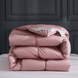 Svetanya Plain Goose Down Duvets Thick Winter Comforter Throws Quilt Blankets White Pink Gray Twin Queen Full King Size