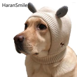 Dog Apparel Pet Head Cover Autumn And Winter Ear Fleece Knitted Large Golden Retriever Warm Windproof Hat