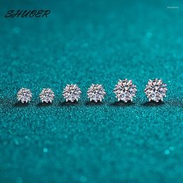 Stud Earrings 14K White Gold Total 0.6- 2 Ct Brilliant Cut Pass Diamond D Color Moissanite Snowflake For Teen Girls