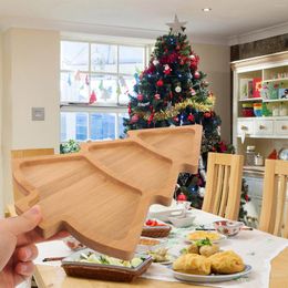 Dinnerware Sets Wooden Plate Christmas Tree Tray Christmas-tree Fruit Appetizer Trays Bamboo Dish
