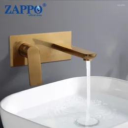 Bathroom Sink Faucets ZAPPO Bathtub Faucet Brush Gold Wall Mounted Cold Water Mixer Soild Brass Tap Basin