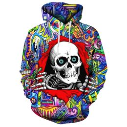 Designer Men's Hoodies Sweatshirts Hot 3d Digital Printed Mens Long Sleeved Hoodie Halloween Horror Skull Hoodie