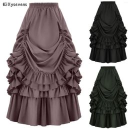 Skirts Women's Skirt Irregular Pleated Mediaeval Spliced European Retro Gothic Ruffled Swing Dresses Halloween Vestidos