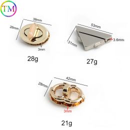 Triangle/Oval Shape Metal Rectangle Twist Turn Lock Clasp For Bag Handbags Purse Closure Buckle DIY Hardware Wallet Accessories