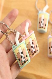 7.5cm Mini Milk Cup Keychain Cartoon Cute Key Ring Silicone Soft Pendant Jewelry Accessories Gift For Women8632028