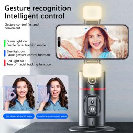 Gimbals Auto Face Tracking Phone Holder with Fill Light Foldable & 360° Rotation Face Tracking Gimbal Tripod for Live Video Recording