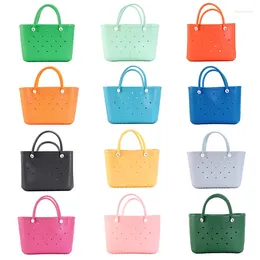 Storage Bags Waterproof Soft EVA Punched Beach Bag Handbag Summer Water Park Tote Basket Swimming Suit Towels Organiser Shoulder