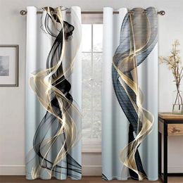 Curtain 3D Digital Printing Minimalist Style Gold Texture Sunshade Curtains Luxury Living Room Bedroom Window Decor Art Home