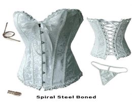 Sexy White Full Steel Boned corset lingerie wholes Wedding Corset body lift shaper sexy underwear 89009347205