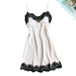 Women V-Neck Lace Sleep Robe Summer Females Pajamas Sleepwear Lady Home Wear Nightgown Sexy Bath Gown Sleepshirts Underwear