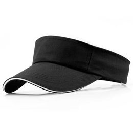 Visors Ball Caps Summer 100% Cotton Visors Hat Women Mens Sand Bill Sun Visor Cap Running Sports Black Orange Navy Sky Blue Red 24412