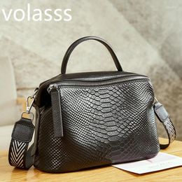 Evening Bags Genuine Leather Crocodile Pattern Classic Black Women's Brand Hand Bag Fashion British Boston Shoulder Messenger