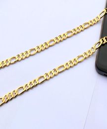 Solid Stamep 585 Hallmarked Yellow Fine 18k Gold GF Figaro Chain Link Necklace Lengths 8mm Italian 24 inch8581868