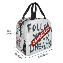 Banksy Follow Your Dreams Insulated Lunch Bag Portable Graffiti Meal Container Thermal Bag Tote Lunch Box Office Picnic Food Bag