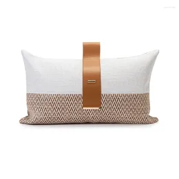 Pillow Nordic Luxury Cover 30x50cm Orange Leather Cotton Patchwork Sofa Pillows Living Room Decoration S Home Decor