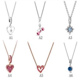 Designer Jewelry 925 Silver Necklace heart Pendant fit P Heartbeat Necklace Set diy Heart Love love Necklaces European Style Charms Bead Murano8762612