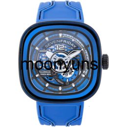 Sevenfriday Watch designer watches SevenFriday Mens Watch PS Series CCB Semi-Skeleton Dial Silicone Strap PS3-04 high quality