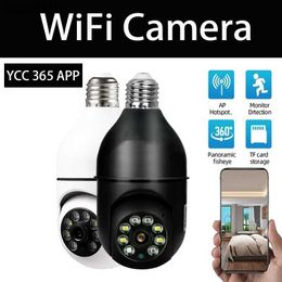 IP Cameras Ycc365 Plus IP Camera Wifi E27 Security Monitor Night Vision Full Color Automatic Rotation Wireless 360 Wifi Monitoring Bulb CameraC240412