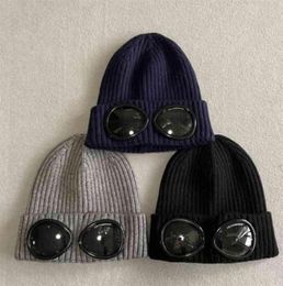 CP Two Lens Glasses Goggles Beanies Men Knitted Hats Skull Caps Outdoor Women Uniesex Winter Beanie Black Grey Bonnet Gorros291I9154625