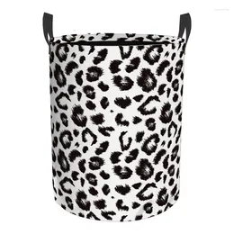 Laundry Bags White Bottom Leopard Print Tree Double Folding Basket Kids Toy Storage Waterproof Room Dirty Clothe