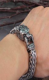 Vikings Jewellery Stainless Steel Russian Bear Bracelet Men039s Mesh Chain Can Open Mouth Punk Bracelets Biker 211124238S4644182
