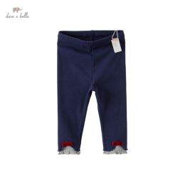 Pants Dave Bella Fall Spring Girls Leggings Navy Pants Bow High Quality Solid Cotton Leggings 2 3 4 5 6 7 Years Old Girl Db3222819