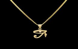 316L Stainless Steel Gold Colour Egyptian The Eye Of Horus Pendant Necklace Hip Hop Wedjat Eye Necklaces For Unisex Jewelry92861304172343