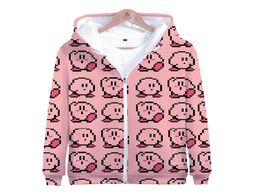 Winter Mens Jackets and Coats Anime Kirby 3D Hoodie Fleece Zipper Hooded Sweatshirt Outwear Warm Coat Kawaii Clothes Cosplay197y8456475