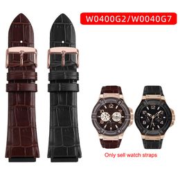 22MM Black Genuine Leather Watch Strap For GUESS W0040G3 W0247G3 W0040G7 Series Cowhide Watchband Men's Wrist band Bracelet