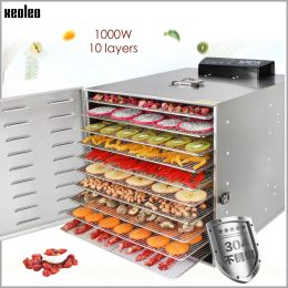 Dehydrators XEOLEO Food Dehydrator 10 Layers Fruit Dryer Food Drying Machine Stainless Steel Homeuse Vegetable Preserved Dehydration 800W