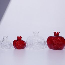 Transparent Pomegranate Glass Vase Creative Red Pomegranate Fruit Vase Hammer Pattern Handmade Hydroponic Flower Vase Office