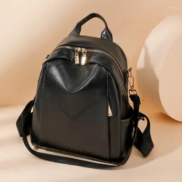 School Bags Women Backpack Rucksack Book Bag PU Leather Travel Fashion Design Retro Oil Wax Cowhide Female Daypack Backpacks