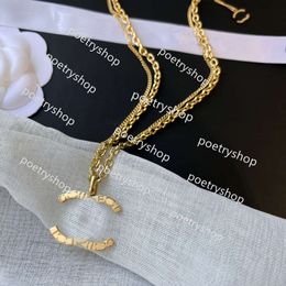 Pendant Necklaces Brand Designer Pendants Necklaces Double Layer Gold Plated Stainless Steel Letter Choker Pendant Necklace Chain Jewellery Accessories Gifts