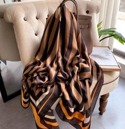 High Quality Summer Autumn And Winter Ladies Long Striped Silk Hijab Scarf Travel Beach Shawl Wrap Woman Luxury Designer Foulard S8939624