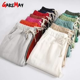 Fashion Harajuku Cotton Linen Pants For Women Loose Casual Colour Harem Plus Size Womens Summer Trouser 240412