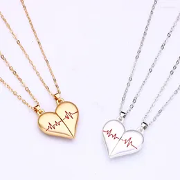 Chains 2Pcs Magnetic Heart Couple Necklace For Women Valentine's Day Sweater Chain Friend Lovers Wedding Party Gift