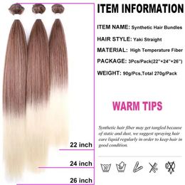 Long Straight Hair Bundles Natural Hair Extensions Fake Fibers Super Long Synthetic Yaki Straight Hair Weaving Full to End