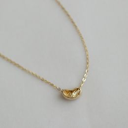 CANNER Classic Heart-Shaped Small Pendant Ultra-Thin Necklace S925 Sterling Silver Plated 14K Gold Collarbone Chain Fine Gift