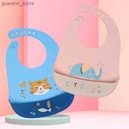 Bibs Burp Cloths Silicona Baby Food Grade Waterproof Silicone Bibs For Baby Adjustable Cute Cartoon Baby Bib Boys Toddler Feeding Stuff Y240412Y240417IZEE