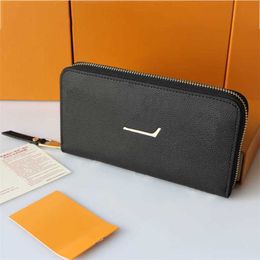 Chic L-letter High Quality Long Wallets Mens Leather Wallet Flower Cardholder Women Card Holder Luxury Purses Cross Body Wallets 240315