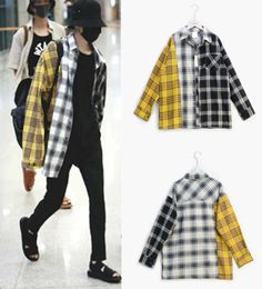 New Kpop Bangtan Boy SUGA Same Unisex Fashion Plaid Blouse Sweatshirt Korean Style Pocket Multicolor Lightweight Shirts X07084682226