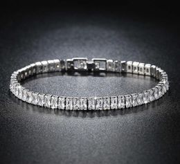 2021 Luxury Princess Cut 18cm 925 Sterling Silver Bracelet Bangle for Women Anniversary Jewellery Whole Moonso S57767381706