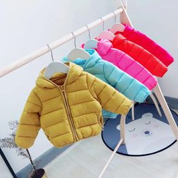 Down Coat Kids Cotton Jackets 2024 Baby Boys Cute Solid Thick Warm Jacket Cartoon Hooded Zipper For Girls Children's Clothes