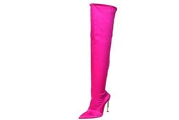 Spring autumn new elastic cloth fashion boots super high heel stiletto pointed toe over the knee boots sleeve knight boots large s3350044