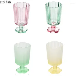 Wine Glasses Flower-shaped Water Cup High Foot Glass Cups Ice Cream Red Goblet Drink Juice Drinkware Mugs Teacup