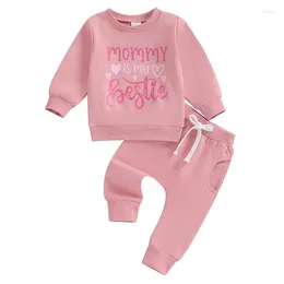 Clothing Sets Toddler Baby Girl Boy Valentines Day Love Outfits Letter Print Long Sleeve Sweatshirts Pants Clothes Set