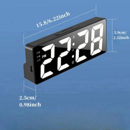 Voice Control Digital Alarm Clock Temperature Date 2 Display Mode Snooze Night Mode Table Clock USB Type-C Port 2/24H LED Clock