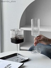 Wine Glasses Square Vertical Stripe Champane lass oblet Cocktail Liqueur Red Wine lass Leadless lass Household Party Barware L49