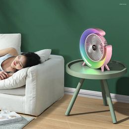 Table Lamps USB Small Cooling Fan 3 Speeds With Colorful Light Portable Quiet Personal 180 Degree Rotatable For Home Bedroom