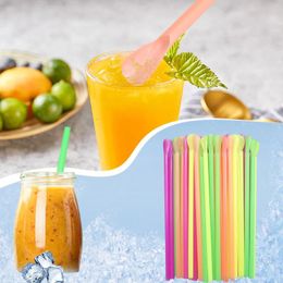 Disposable Cups Straws 100 Pieces Snow Water Shaved Ice With Spoon For Home Colored Can Be Used As Spoons